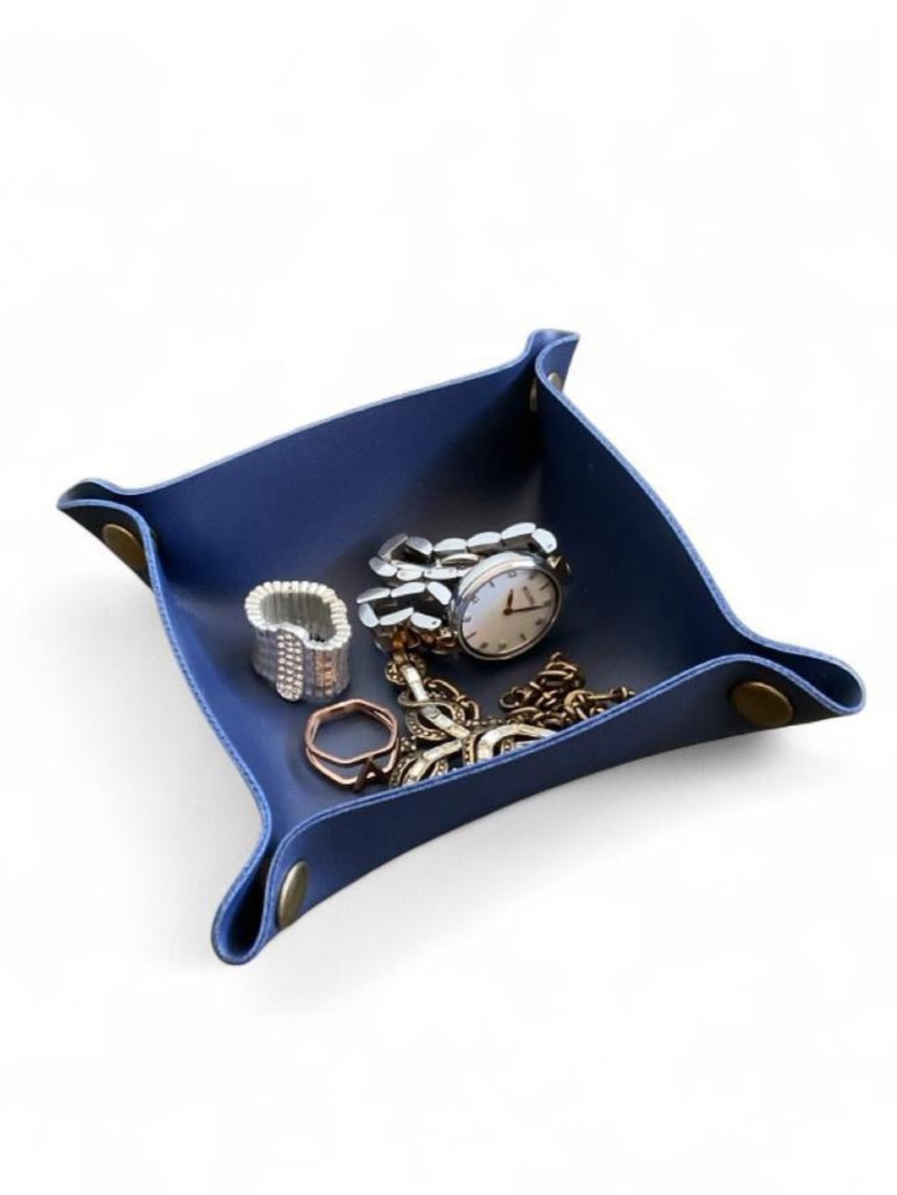 NWOT Blue Leather Catchall Jewelry  Tray
